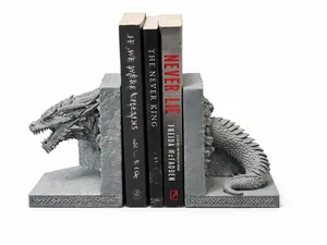 Dragon Bookends Set - 3D Printed Fantasy Dragon Head & Tail Bookends for Bookshelf Display - High Detail D&D Fans Game Room Office Desk Decor Unique Gift Idea