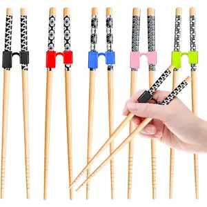 5 Pairs  Adult  Chopsticks Trainers for Beginners,  Wooden Beginners  Chopsticks Helpers Set, , Dishwasher Safe, L8.86Inch(1.  A)
