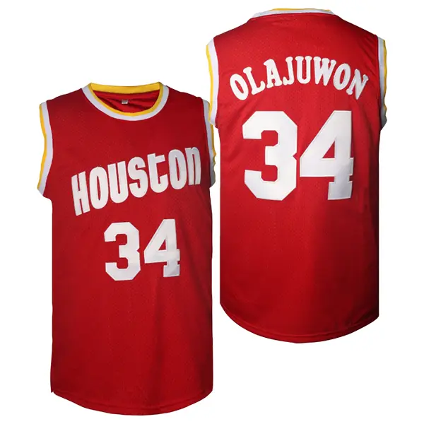 Men's basketball jersey #34 casual and stylish red made of breathable material, is very suitable for sports. It features high - quality embroidery to create a street style