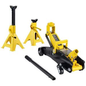 【Father's Day】VEVOR Low Profile Floor Jack 2 Ton (4400 lbs),  Heavy Duty Iron Hydraulic Racing Floor Jack, Hydraulic Car Jack with Jack Stands, Single Piston Quick Lift Pump, 4.6"-12.8" Height Lifting Range (Yellow)