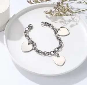 Personalized Stainless Steel Heart Bracelet 316L Surgical grade Water - Resistant 7-10 Inch lengths Custom Name Engraved gift
