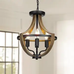 13.1" Modern Farmhouse Hanging Pendant Lighting, 4-Light Rustic Interior Flush Mount Ceiling Light Fixture, Vintage Chandelier for Hallway Foyer Dining Room Entryway Kitchen Island Bedroom