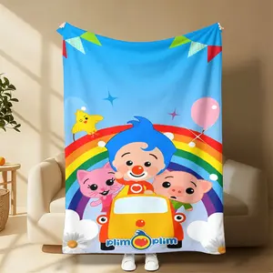 “Plim Plim” Cartoon Blanket – Cozy Fluffy Plush with Rainbow & Balloon Accents for Naptime & Playtime!Thoughtful Present for Sons, Daughters & Any Young Fan of the Plim Plim Series