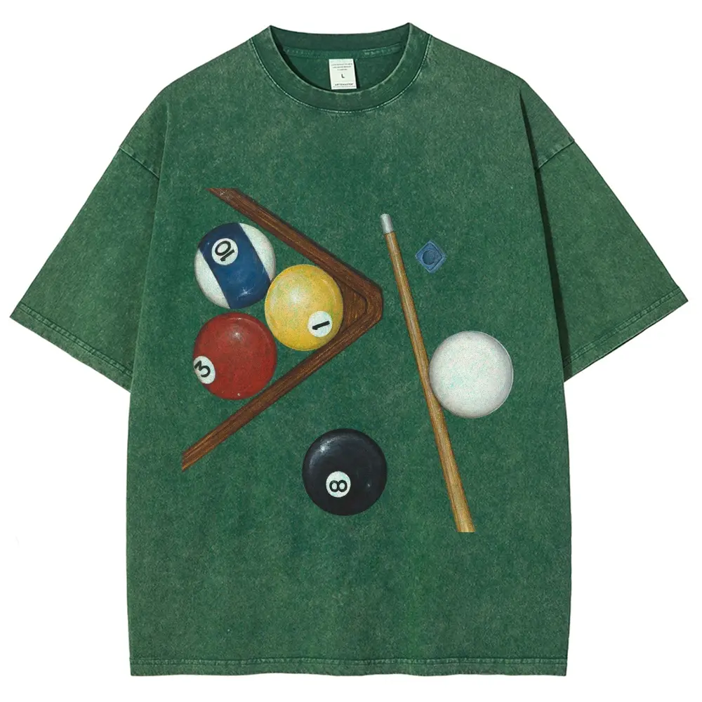 Billiards Snooker Pool Hall, Snooker Club FallFreshness Unisex Washed T-Shirt Oversized Streetwear, Soft good graphic tees, graphic tee, Vintage style, Racing Style, Race Day, Car Meet, Organic, Cotton, Soft Tee, Round Neck T-Shirt