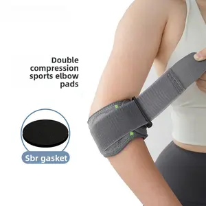 Elbow protector with summer strap and compression support for badminton, volleyball, sports, anti-collision, bench press, and fitness