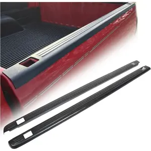 Truck Bed Rail Caps W/Holes Compatible with 1999-2006 Chevrolet Silverado & GMC Sierra 1500 2500 3500 (Classic only) W/Stake Holes 6'6" Bed Black Ribbed Finish (Set of 2)