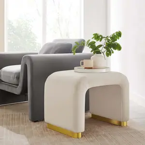 Modway Koda Performance Velvet Waterfall Stool in Brass Almond