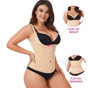 Women's Compression Shapewear Waist Trainer Vest - Soft Fabric Underbust Corset with Push-Up Bust, Back Support, Tummy Control Cincher, Zipper, and Sexy Silhouette Enhancement