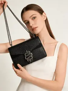 Fashion Women's Square Shoulder Crossbody Bag, Chain Strap, Crocodile Pattern Decoration, Stylish and Versatile Handbag, Fashionable Shoulder Bag, Elegant Bag