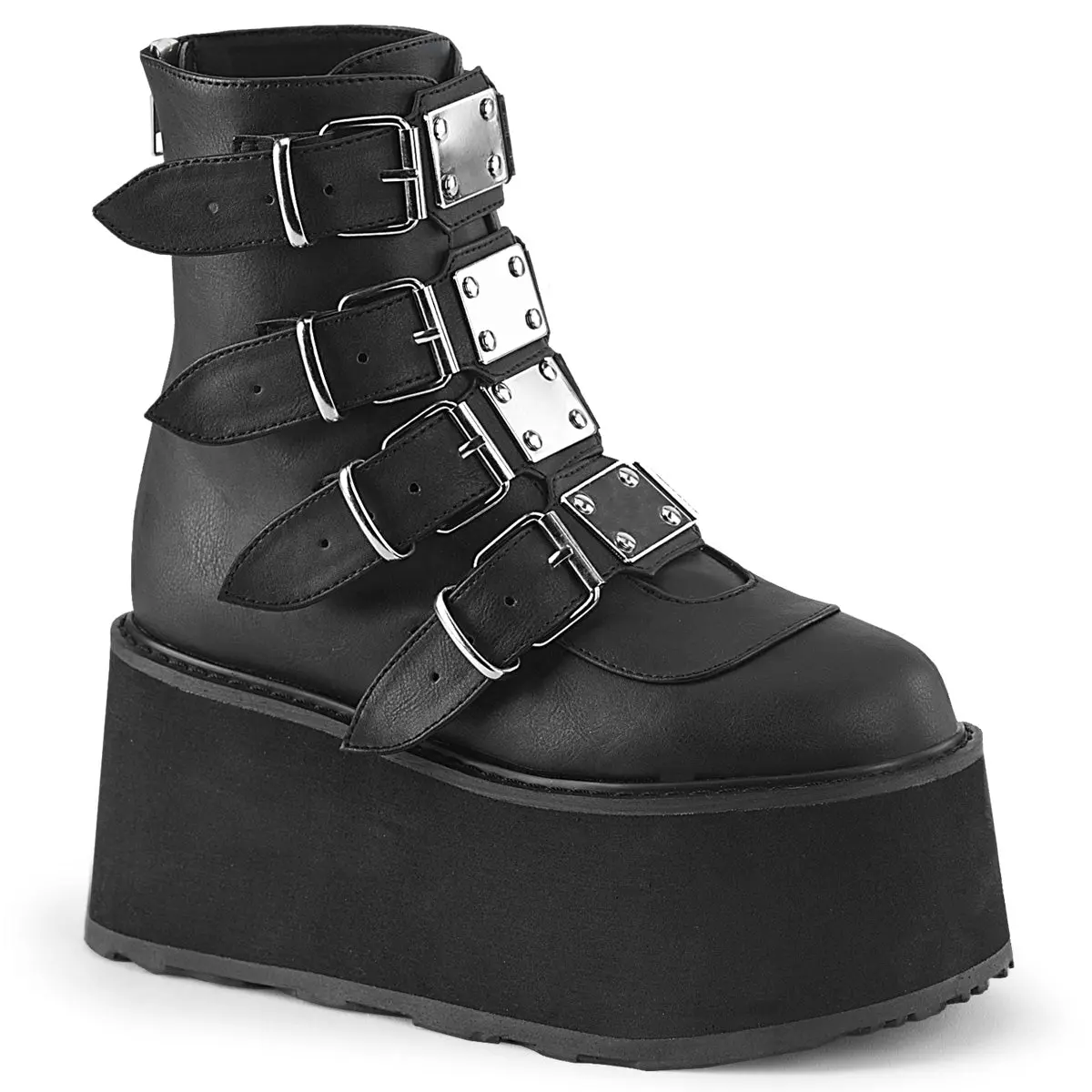 Demonia Damned-105 Black Vegan Leather Ankle Boots