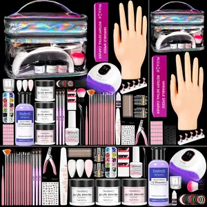 Acrylic Nail Kit Set for Beginners with Everything Acrylic Powder Nail Drill Lamp Starter Kit with False Nail Tips Nail Art Tools Cosmetic Gift Bag