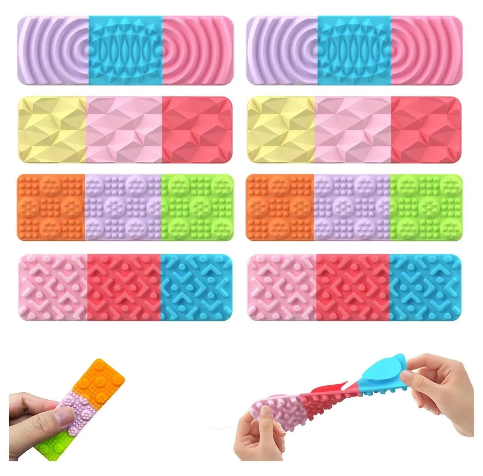 Sensory Toys for Kids 8 Pack, Fidget Toys for Autism ADHD Anxiety Relief, Fidget Strips Stickers for Classroom Desk Travel, Calming Toys for Adults Valentine's Day Gift 8pcs