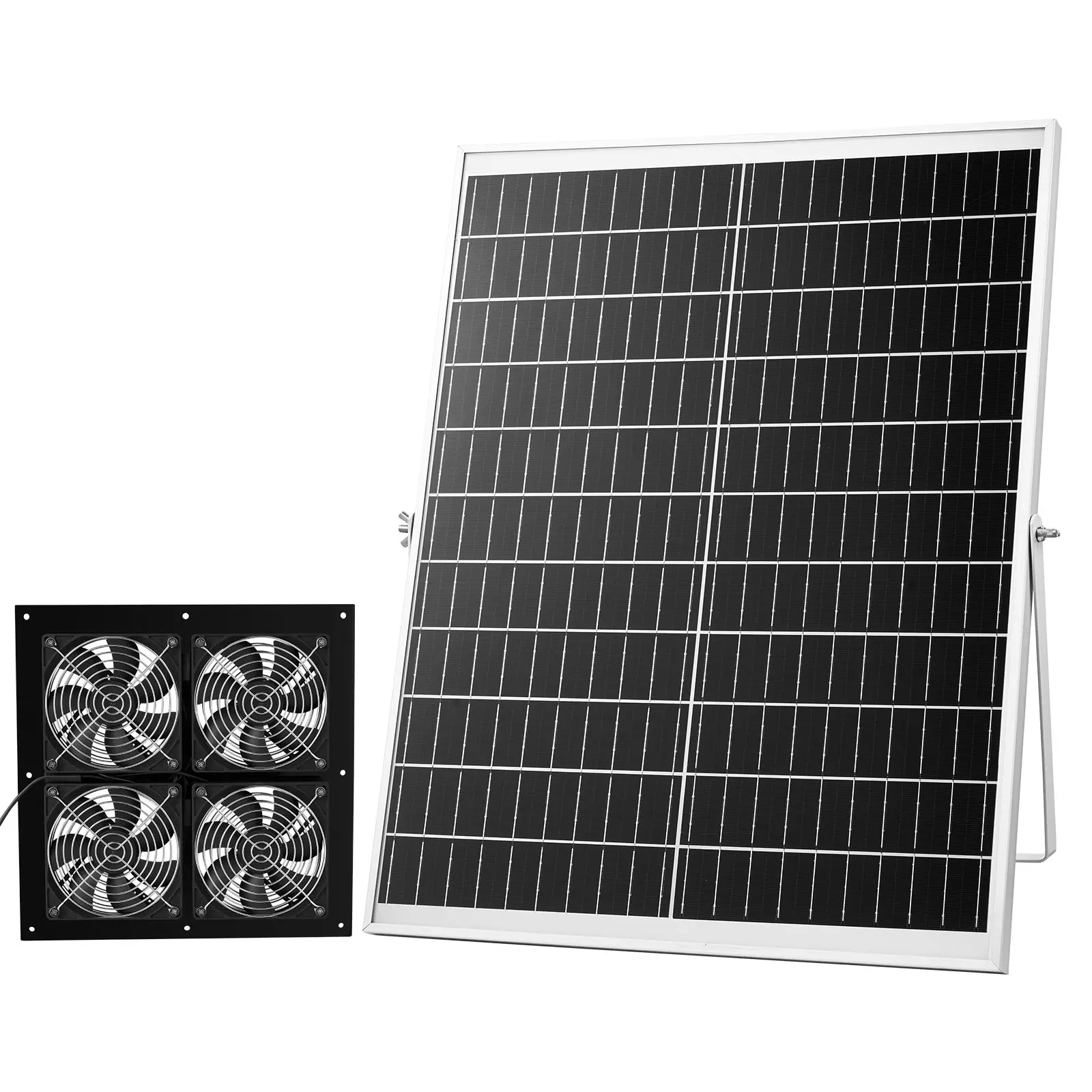 【Summerfinds】VEVOR Solar Powered Fan,25W Solar Panel with 4 FansAdjustable Solar Panel Angle2668 RPM High-SpeedFlexible InstallationFast Air Exchange for GreenhouseGrow TentsChicken CoopsShelters