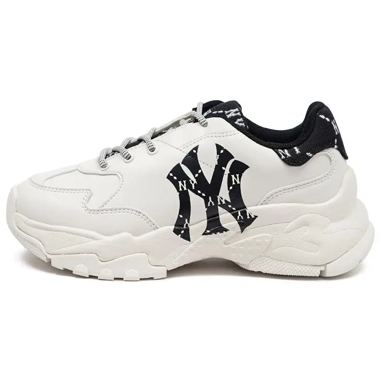 Unisex MLB Big Ball Chunky Dia Monogram Synthetic Leather Retro Print Durable Platform Low-Top Dad Sneakers, Black Casual Athletic Sports Shoes Footwear Trainer