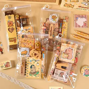 Capybara Stationery Set, Cute Reward Gifts for Elementary Students, High-Quality School Supplies, Student Essentials, Back-To-School & Christmas Presents, Sticker Packs, Notebooks, Writing Pens, Rulers