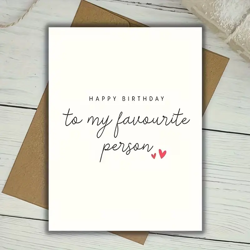 1pc Favourite Person Birthday Card, Cute Boyfriend Birthday Card, Sweet Card for Husband and Girlfriend, Unique Birthday Wishes for Him and Her, Custom Message Card, Greeting Cards