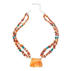 Mine Finds by Jay King Sterling Silver Turquoise and Spiny Oyster Shell 18" Necklace