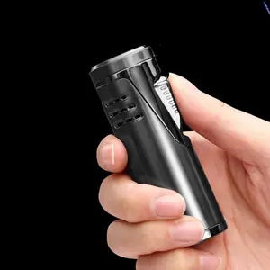 Refillable Windproof Gas Torch Lighter with Fuel Gauge & Multi Tool, Perfect for Candles, Camping, Grilling, BBQ & Gifting (Without Fuel)