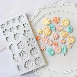 Flower & Leaf Shaped Fondant Silicone Mold, Reusable Mold, Chocolate Mould, Cake Decorating Tool, Kitchen Baking Accessories