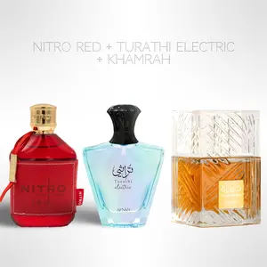 Perfuadictos Baja Panty Combo – Nitro Red + Turathi Electric + Khamrah – 3 x 100ml Eau de Parfum – Long-Lasting Bold Fragrance Set for Men