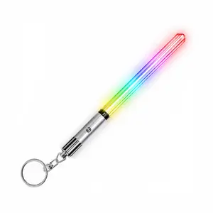 Mini Lightsaber Keychain Light Up LED Glowing Saber with 8 Color Modes