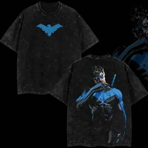 Superstyle Tales of the Teen Titans #44 - Dick Grayson Nightwing (Robin Hood #1) Hero Verse Comic Double Printed Oversize Lightweight Acid Washed Tee Series Graphic Design Unisex Top Cotton Streetwear T-Shirt Hoodie Sweater Clothes Menswear G6U