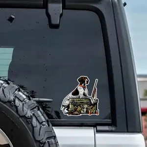Hunting Dog Sticker, Pointer Dog with Duck & Deer Hunting Gear Vinyl Decal, Outdoor Hunting Gift for Hunters