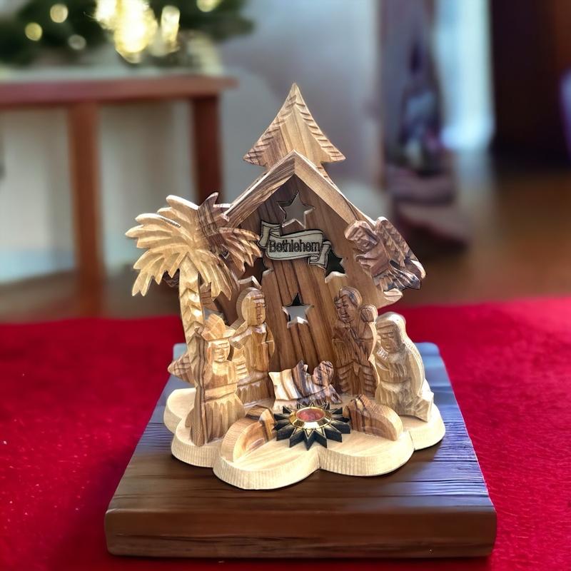 Hand Carved Olive Wood Nativity Scene made in Bethlehem