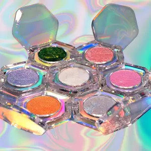 Single multi-chrome eyeshadows, sparkly shimmer glitter eyeshadow, iridescent shimmer, talc free, holographic ,color-shifting, metallic iridescent shimmer shadow duochrome