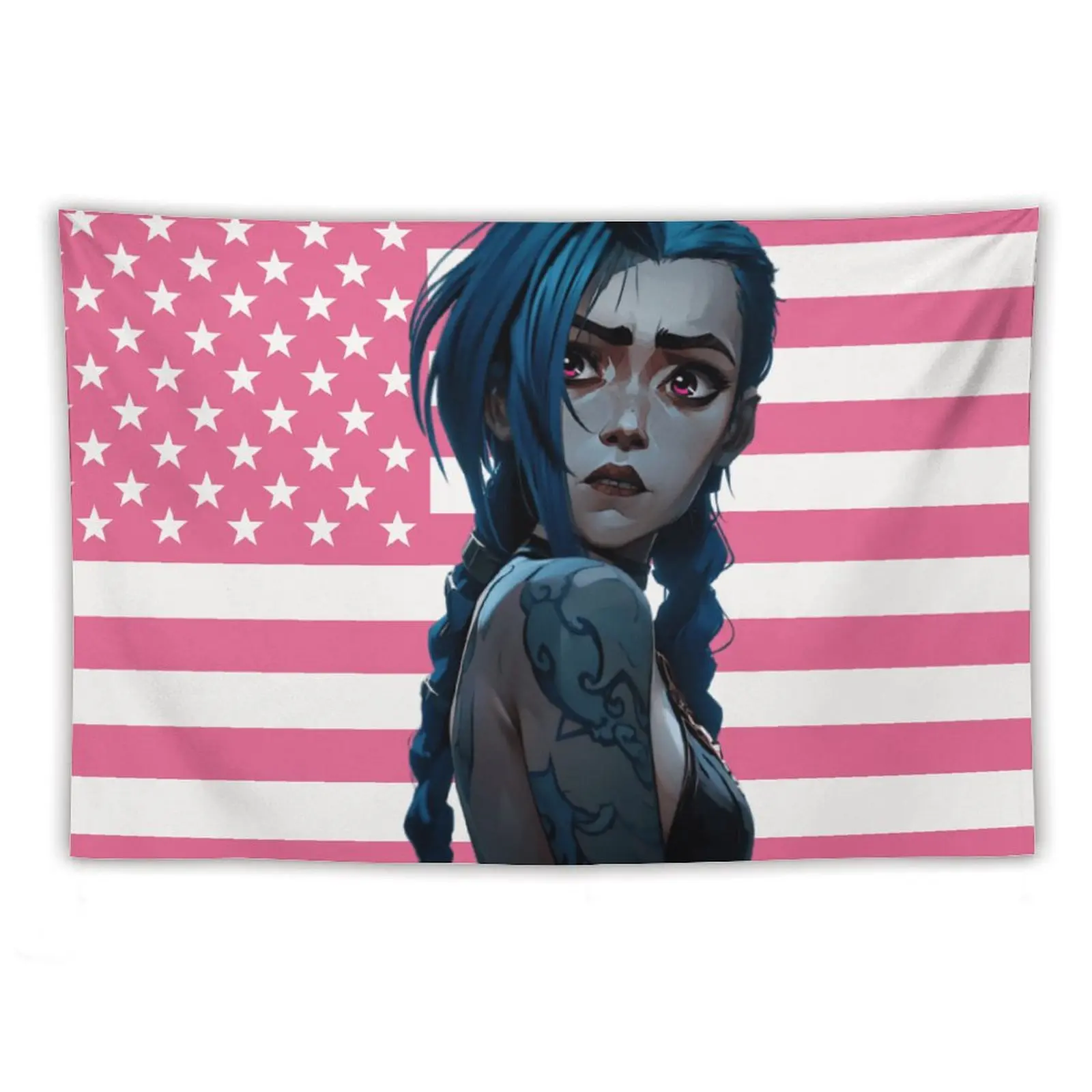 Jinx Pink Flag Cotton-Linen Home Wall Hanging Tapestry, Full-Width Print Hangable Home Accessory, Decoration for Living Rooms, Dormitories