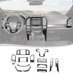 for Ford F150 2015-2020 Center Console Dash Trim Kits 16Pcs Interior Decoration Panel Kits Compatible for Ford F150 F250 F350 2015-2020(16pcs,ABS,Carbon Fiber Black)