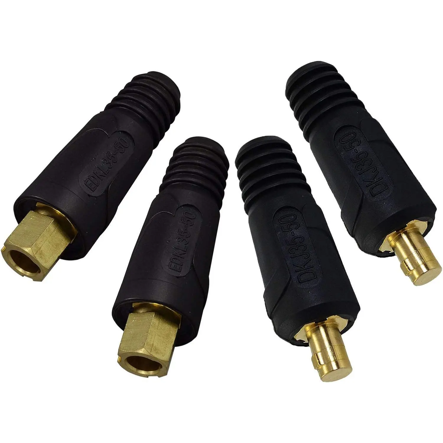 RIVERWELD TIG Welding Cable Panel Connector Plug & Socket Set DKJ35-50 & EDKL35-50 315Amp with Black Color Dinse-Style Quick Fitting 4pcs
