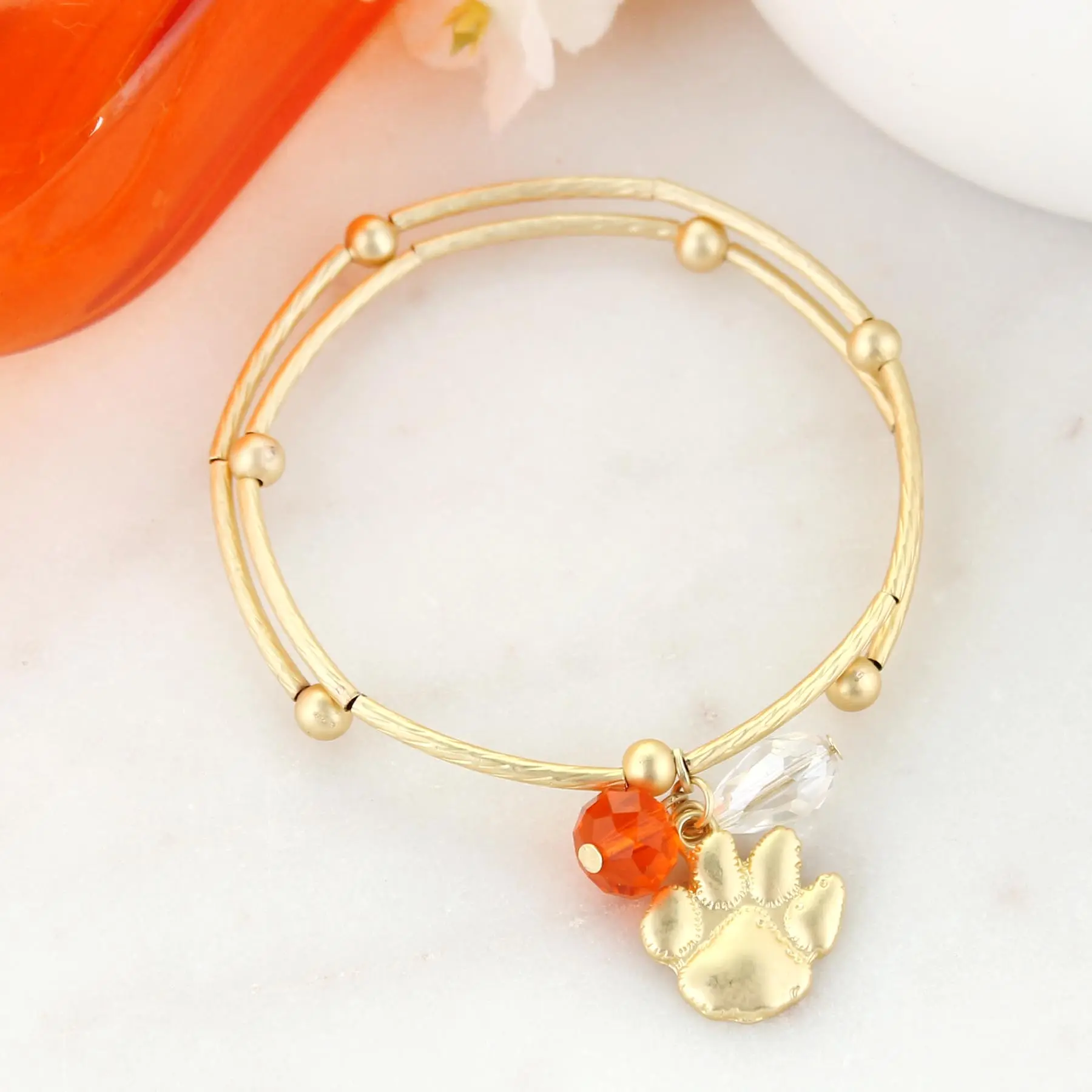 Clemson Matte Gold Logo Bracelet for Women Clemson Matte Gold Logo Bracelet for Women
