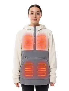 HENNCHEE Heated Half Snap Pullover with 16000mAh Battery Pack Fleece Heated Hoodies for Men Women Heating Sweatshirt Unisex Menswear Soft Long Sleeve 5 Heating Zones