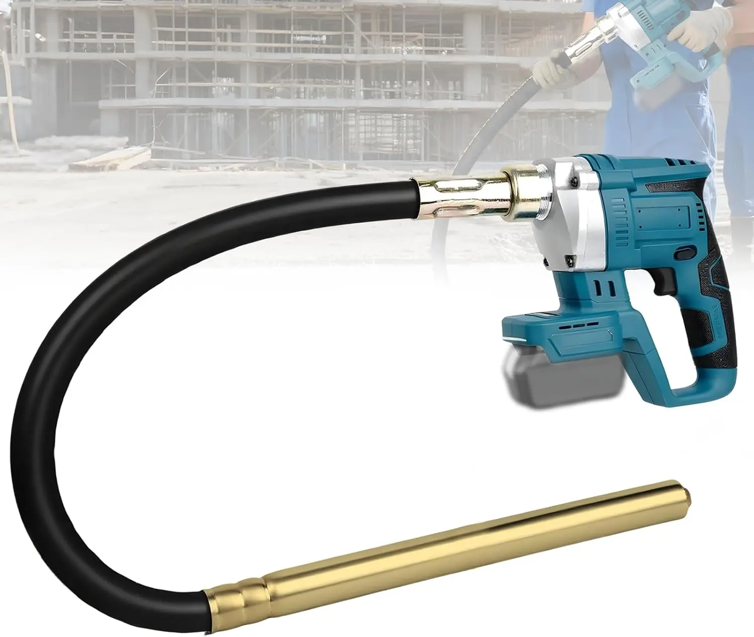 Handheld Concrete Tool Compatible with Makita 18V Battery, 600W Mix Concrete Tool with 3.8Ft Rod, Portable Pencil Cement , for Remove Bubble Mix Concrete, Only Tool