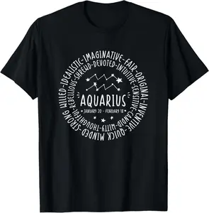 100% Cotton Aquarius Zodiac Shirt- Aquarius Personality Star Sign Tshirt T-Shirt