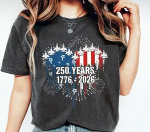 Comfort Colors®  250 Years 1776-2026 Fighter Jet Shirt, America 250th Anniversary Graphic Tee