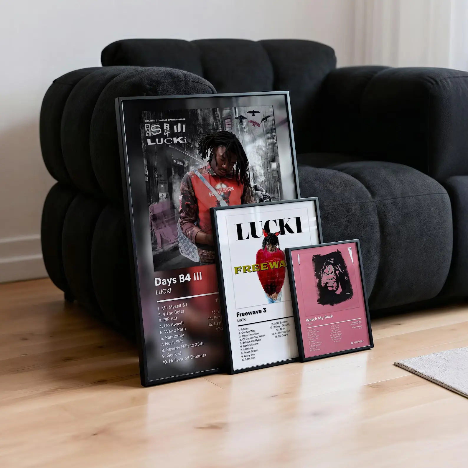 Hip Hop Album Tracklist Wall Art Set, Minimal Dark Tone Room Decor,Music Artist Themed Print Poster For Dorm & Bedroom