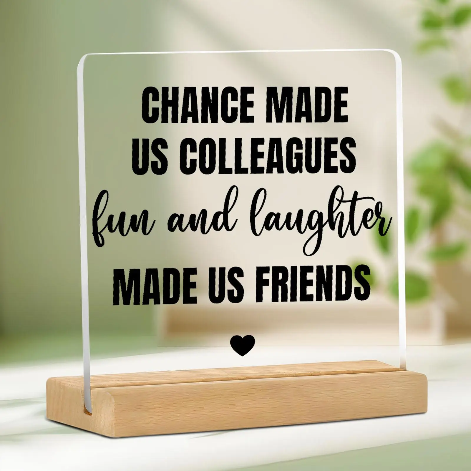 Letter Pattern Clear Acrylic Desktop Plaque, Creative Retirement Farewell Gift for Colleague Friend Boss, Desktop Ornament for Home Office, Decor, Wood Sign