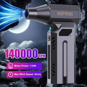 110,000 RPM Powerful Hair Dryer with LED Light, Portable 4-Speed ​​Adjustable Car Dust Remover, Wireless Type-C Charging, Violent Fan