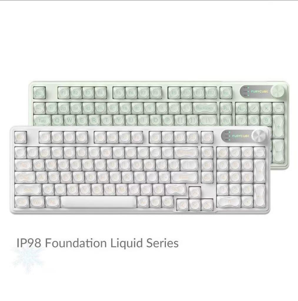 Brand new upgraded model IP98 Wired Keyboard Mechanical Feel Gradient PBT Keycaps Side-Engraved Backlit Letters Smart Knob Gasket Structure Waterproof Hot Swappable RGB Lighting Durable Double-Shot Keycaps Anti-Oil Matte Texture Membrane Keyboard