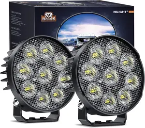 Nilight 2PCS 4Inch Led Pods Round 3370LM Built-in EMC Work Light 90° Flood Beam Angle for Offroad Lights Side Light Rear Back-Up Light for Tractor Truck Motorcycle Boat ATV UTV dealsforyoudays