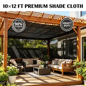 10x12ft Heavy Duty Shade Cloth, 90% UV Block Sunshade Net with Grommets, Durable Privacy Screen for Patio, Garden & Pergola, Breathable Mesh for Outdoor Cooling