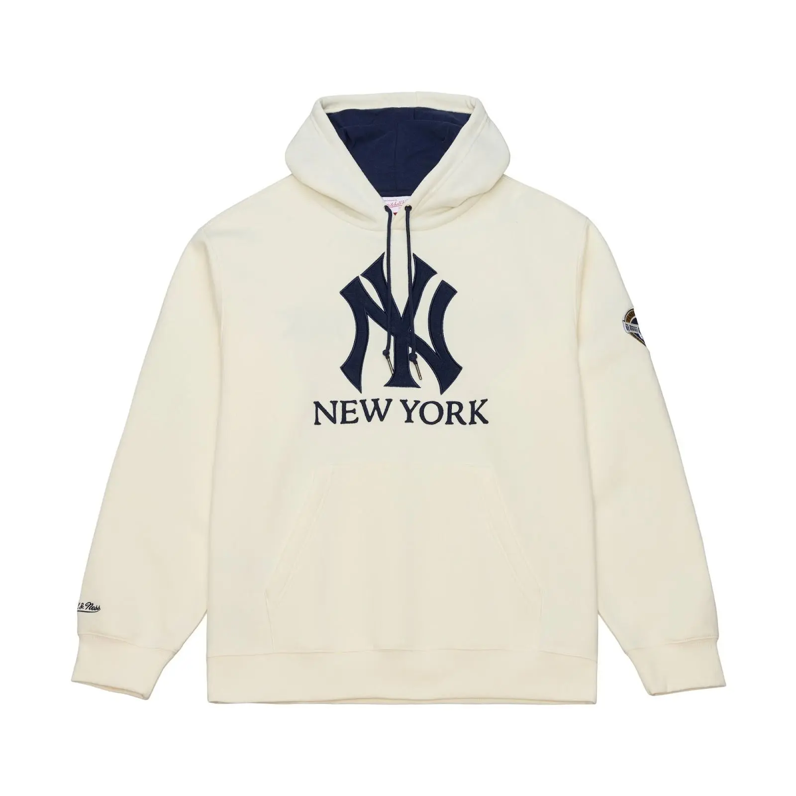 New York Yankees Cream Classic Fleece Hoodie MLB Throwback Sweatshirt Vintage Fan Gear Mitchell & Ness