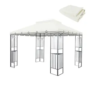 118"*118" 10*10FT 2‑Tier Gazebo Replacement Canopy, UV‑Protective Water‑Repellent Polyester Top with Drainage Holes & Mosquito Netting, Only Canopy Cover