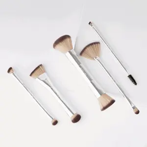 [RUBY VIBE CO] DualFlex Precision Set – 5 Dual-Ended Foundation & Concealer Brushes Soft Vegan Cruelty-Free Synthetic Bristles for Flawless Application