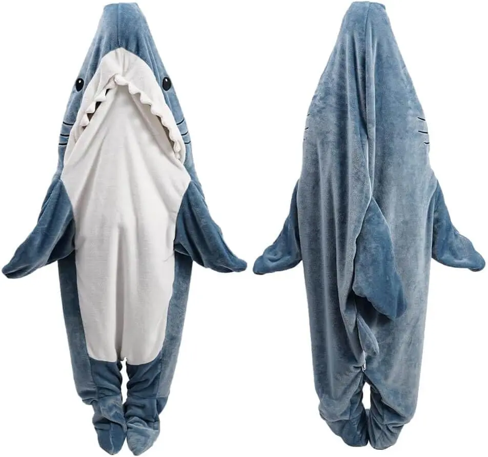 Women's Basic Hooded Polyester Fleece Onesies, Super Soft 1-Piece Long Sleeve Sleepbag Style Hoodie Blanket Loungewear, Animal Theme Gift for Adults
