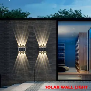 solar outdoor wall light, 3000k solar exterior wall light, 6LED porch light, outdoor street light, Outdoor light fixtures, 1200mAh Suitable for garden patio, porch wall, parking lot, commercial street outdoor lighting decorative light ip54
