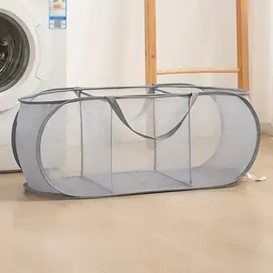 Fashionable Nylon Laundry Basket Hamper, Space-Saving Pop-Up Design, Portable Collapsible, Wide Opening Side Pockets, Breathable Mesh Bag, Ideal for Clothes & Toys, Clothes Storage Basket, Laundry Organizer