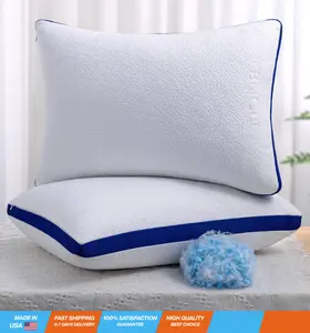 Cooling Bed Pillows for Sleeping 2 Pack King Size Shredded Memory Foam Pillows for Sleeping Set of 2 with Adjustable Loft Bed Gel Pillows for Back and Side Sleeper